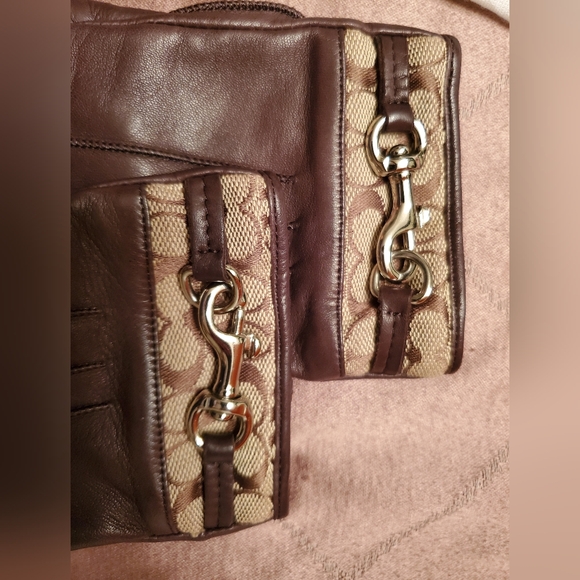 Vintage Coach Brown Leather Gloves Signature Trim and Horsebit Detail Sz 7 - Picture 3 of 8